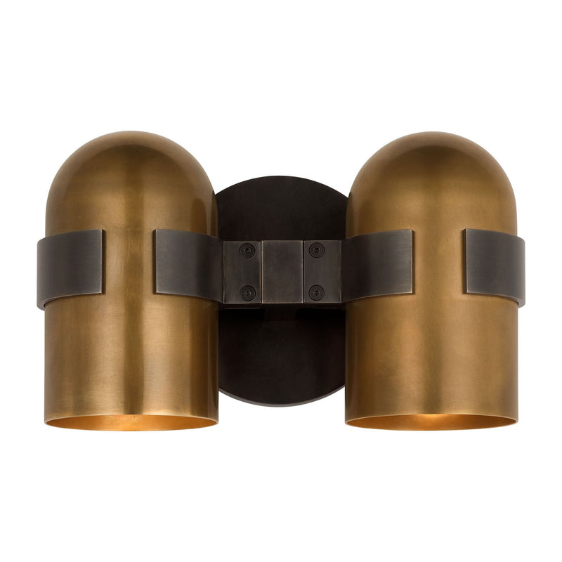 Visual Comfort Modern AKWS33927BDZ/BWB LED Wall Sconce, Blackened Bronze/Bright Worn Brass