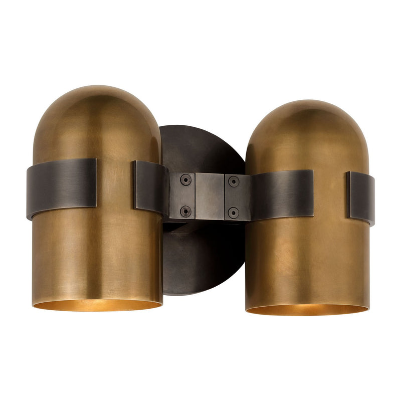 Visual Comfort Modern AKWS33927BDZ/BWB LED Wall Sconce, Blackened Bronze/Bright Worn Brass