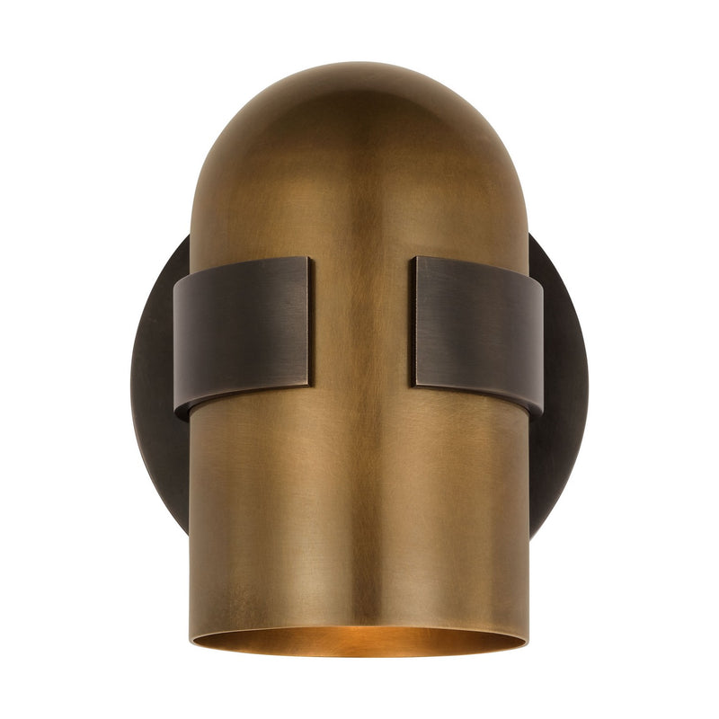 Visual Comfort Modern AKWS34027BDZ/BWB LED Wall Sconce, Blackened Bronze/Bright Worn Brass