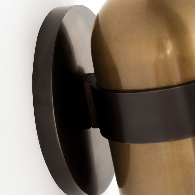 Visual Comfort Modern AKWS34027BDZ/BWB LED Wall Sconce, Blackened Bronze/Bright Worn Brass