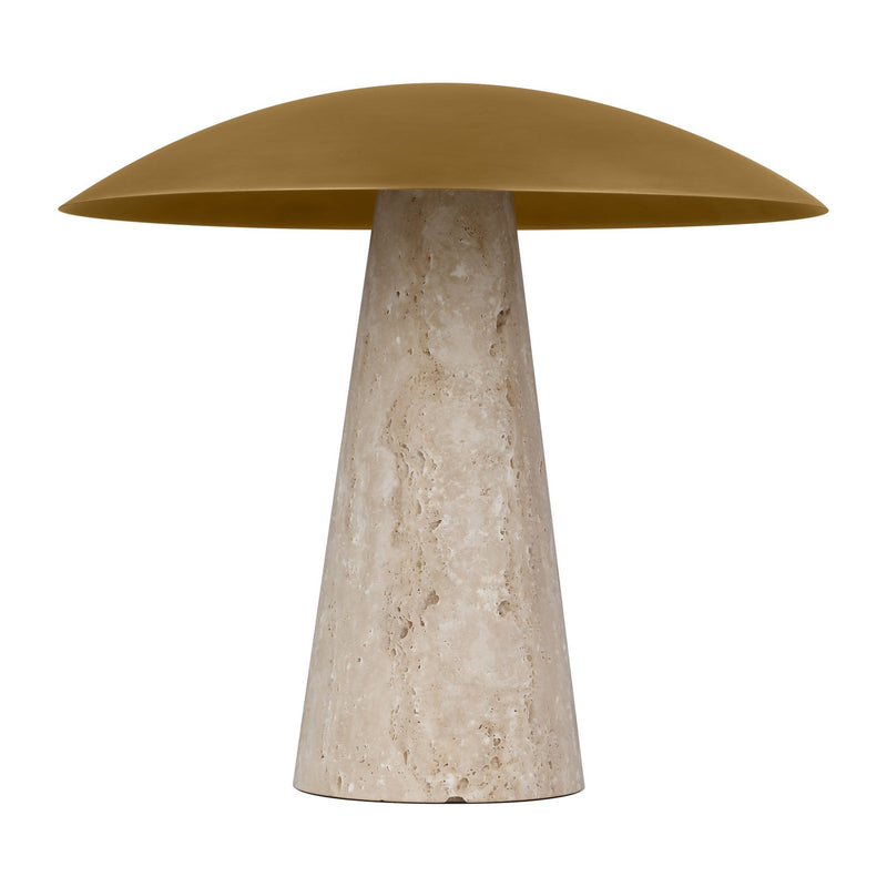 Visual Comfort Modern SLTB34327NB/NT LED Table Lamp, Natural Brass/Natural Travertine