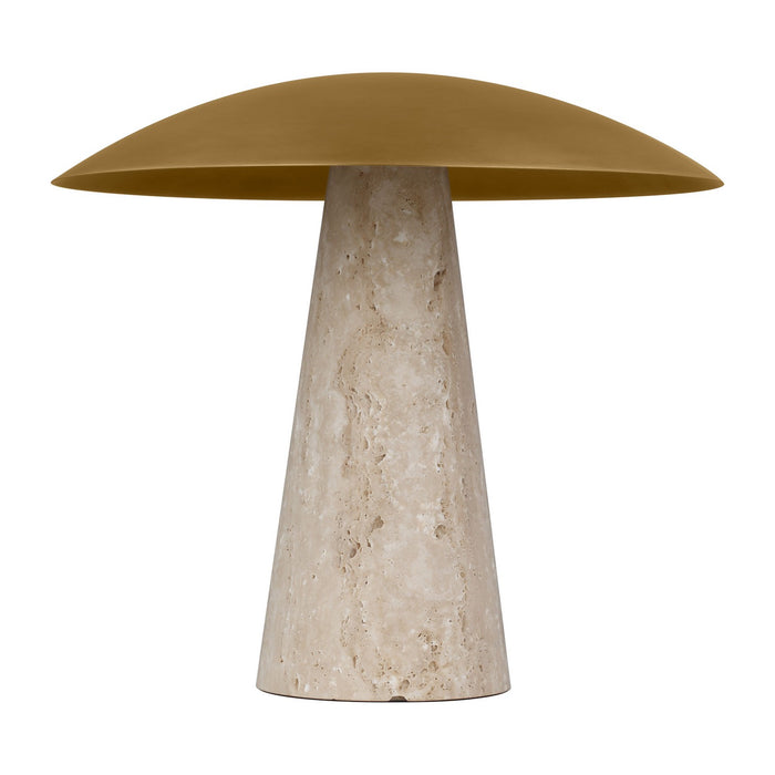 Visual Comfort Modern SLTB34327NB/NT LED Table Lamp, Natural Brass/Natural Travertine