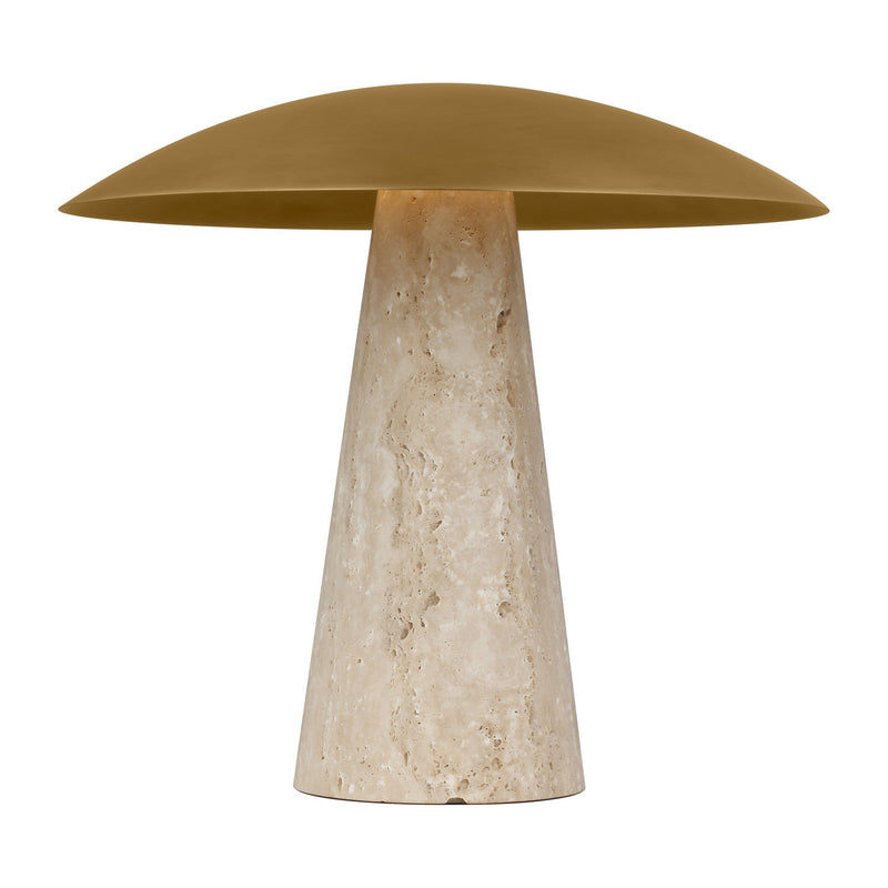 Visual Comfort Modern SLTB34327NB/NT LED Table Lamp, Natural Brass/Natural Travertine