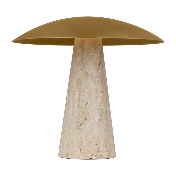Visual Comfort Modern SLTB34327NB/NT LED Table Lamp, Natural Brass/Natural Travertine