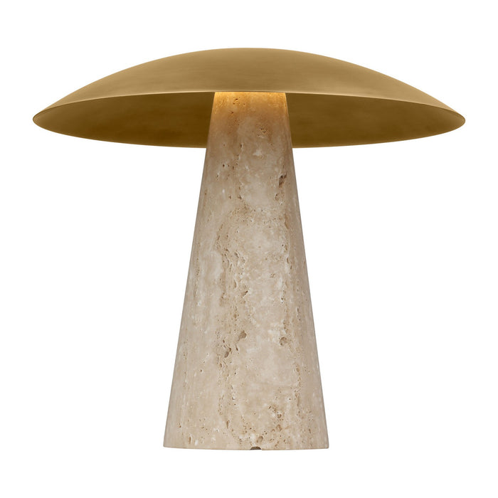Visual Comfort Modern SLTB34327NB/NT LED Table Lamp, Natural Brass/Natural Travertine