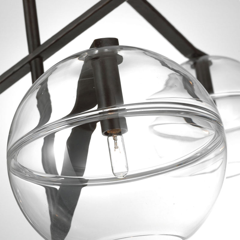 Visual Comfort Modern SLCH354CBF Six Light Chandelier, Blackened Forged