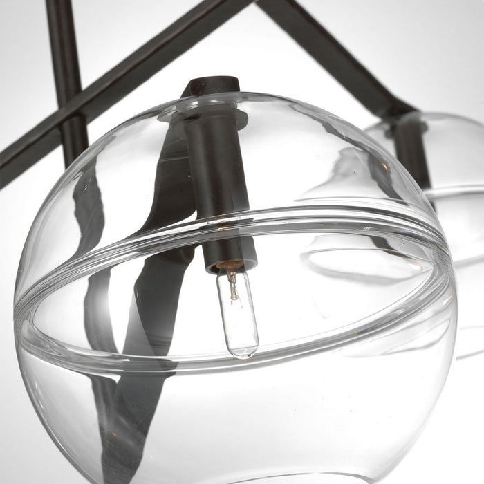 Visual Comfort Modern SLCH354CBF Six Light Chandelier, Blackened Forged