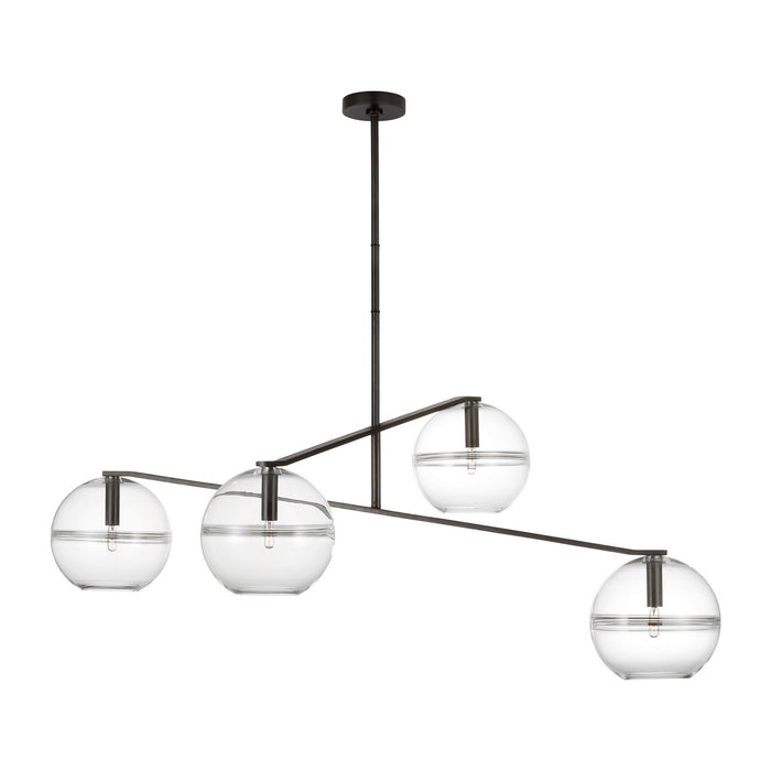 Visual Comfort Modern SLCH355CBF Four Light Chandelier, Blackened Forged
