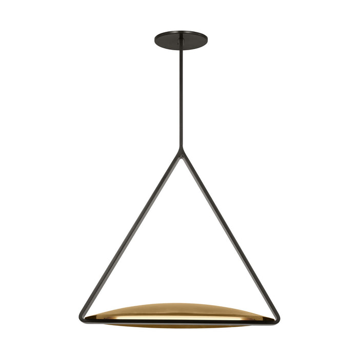 Visual Comfort Modern PBPD35027BZ/NB LED Pendant, Dark Bronze/Natural Brass