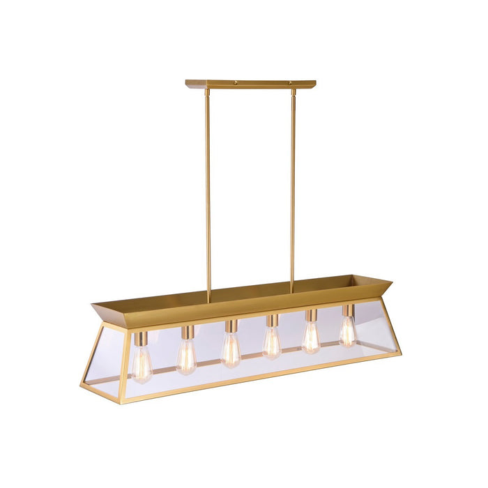 Artcraft AC11854BB Six Light Island Chandelier, Brushed Brass
