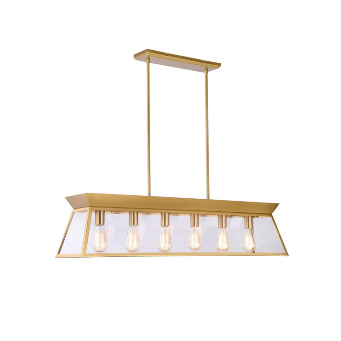 Artcraft AC11854BB Six Light Island Chandelier, Brushed Brass
