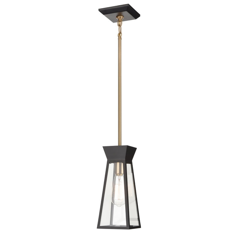 Artcraft AC11850BK One Light Pendant, Black and Brushed Brass