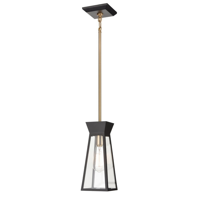 Artcraft AC11850BK One Light Pendant, Black and Brushed Brass
