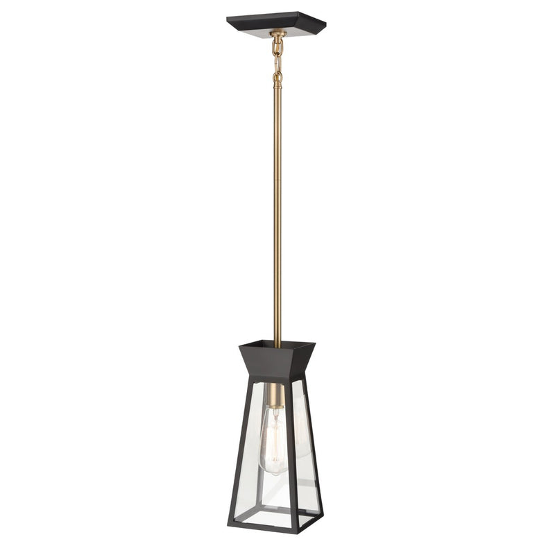 Artcraft AC11850BK One Light Pendant, Black and Brushed Brass