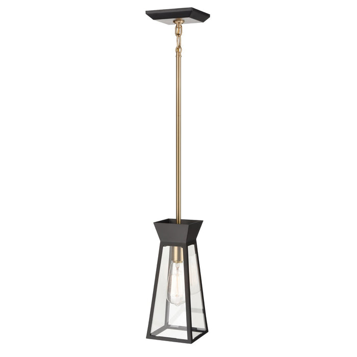 Artcraft AC11850BK One Light Pendant, Black and Brushed Brass