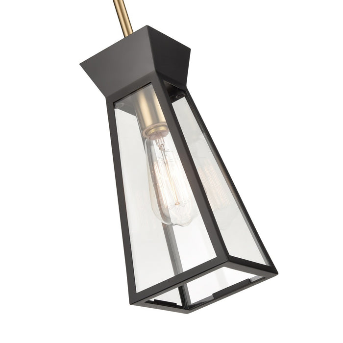 Artcraft AC11850BK One Light Pendant, Black and Brushed Brass