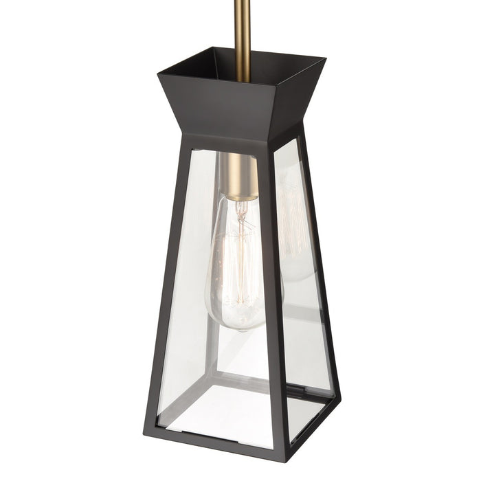 Artcraft AC11850BK One Light Pendant, Black and Brushed Brass