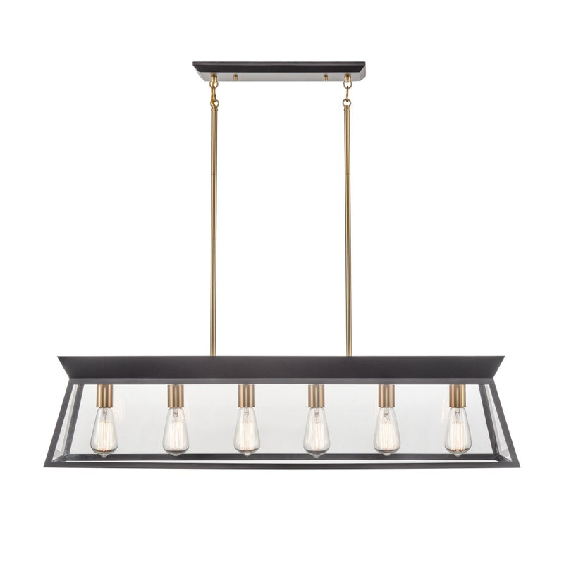 Artcraft AC11854BK Six Light Island Chandelier, Black and Brushed Brass