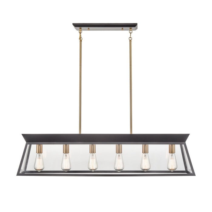 Artcraft AC11854BK Six Light Island Chandelier, Black and Brushed Brass