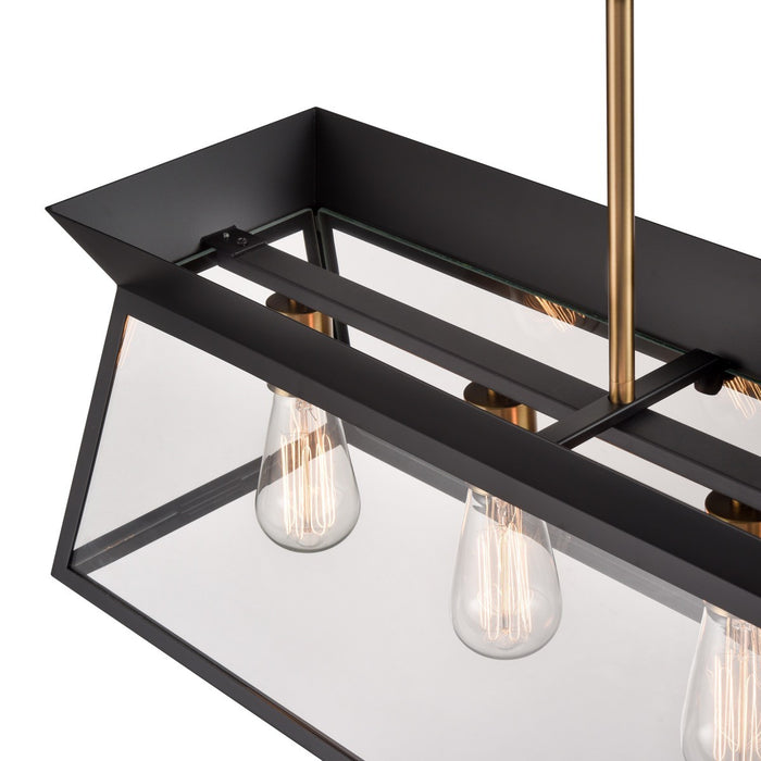 Artcraft AC11854BK Six Light Island Chandelier, Black and Brushed Brass