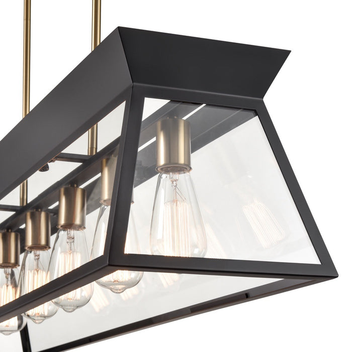 Artcraft AC11854BK Six Light Island Chandelier, Black and Brushed Brass