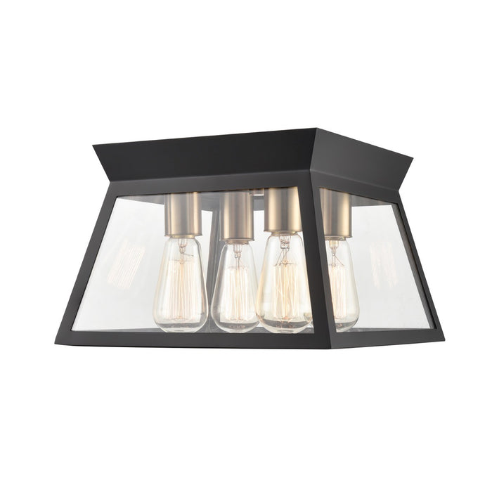Artcraft AC11853BK Four Light Flushmount, Black and Brushed Brass