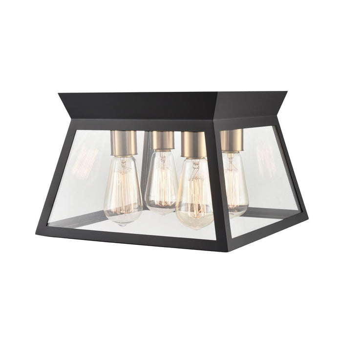 Artcraft AC11853BK Four Light Flushmount, Black and Brushed Brass