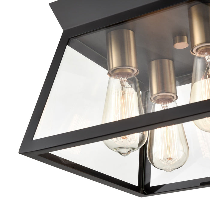 Artcraft AC11853BK Four Light Flushmount, Black and Brushed Brass