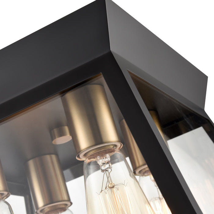 Artcraft AC11853BK Four Light Flushmount, Black and Brushed Brass