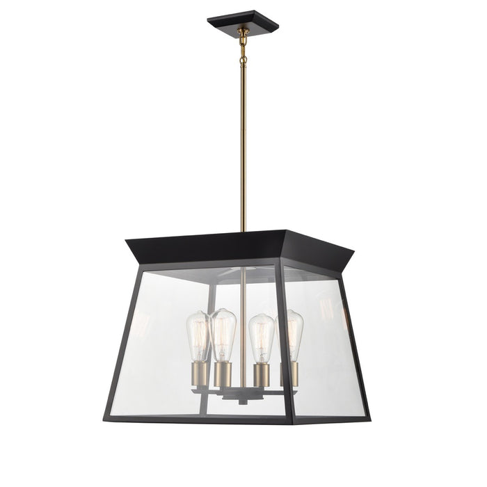 Artcraft AC11852BK Four Light Chandelier, Black and Brushed Brass