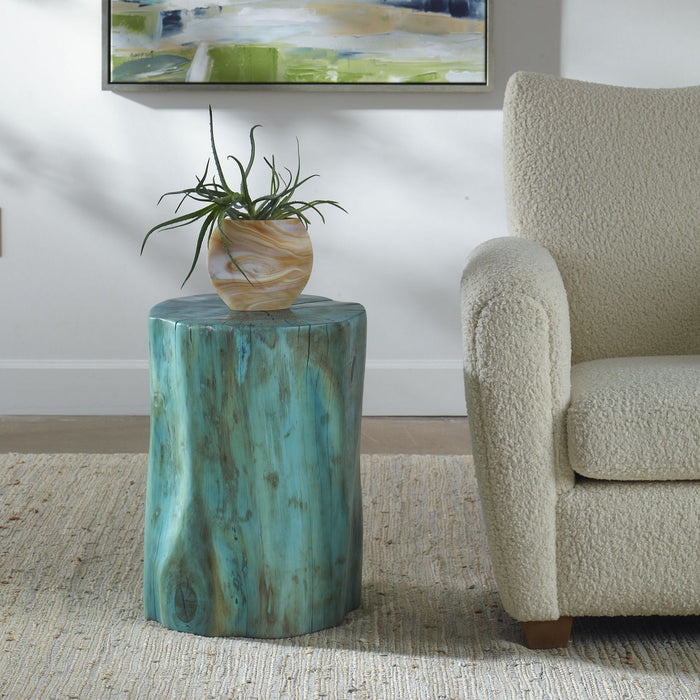 Uttermost 22948 Accent Stool, Rich Blue-green Stain Highlighting