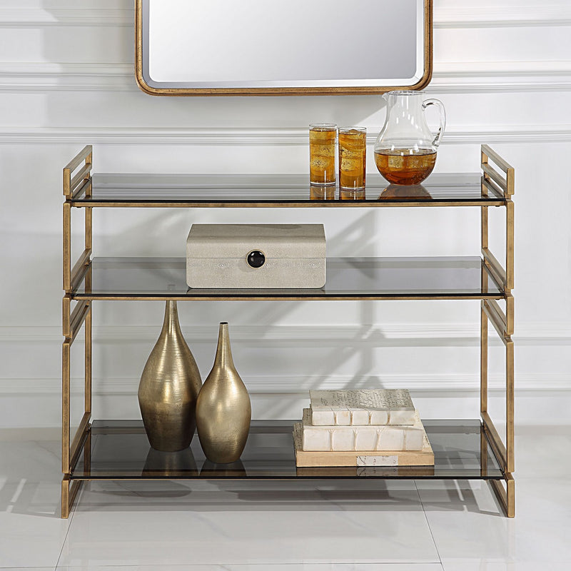 Uttermost 22973 Console Table, Antiqued Gold