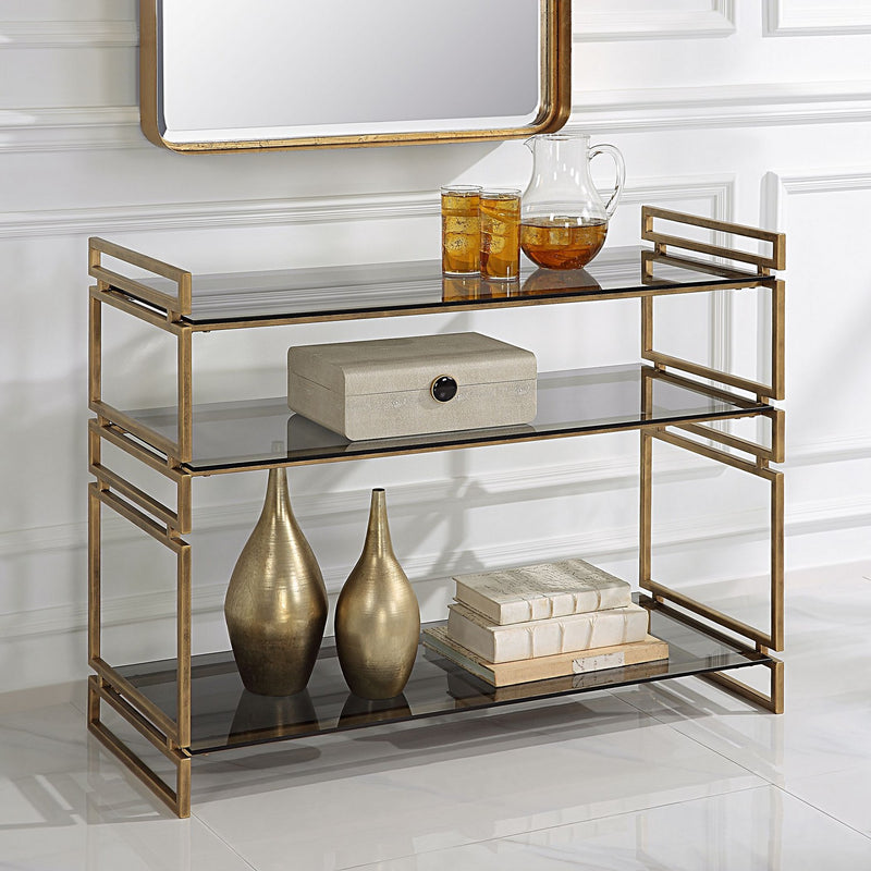 Uttermost 22973 Console Table, Antiqued Gold