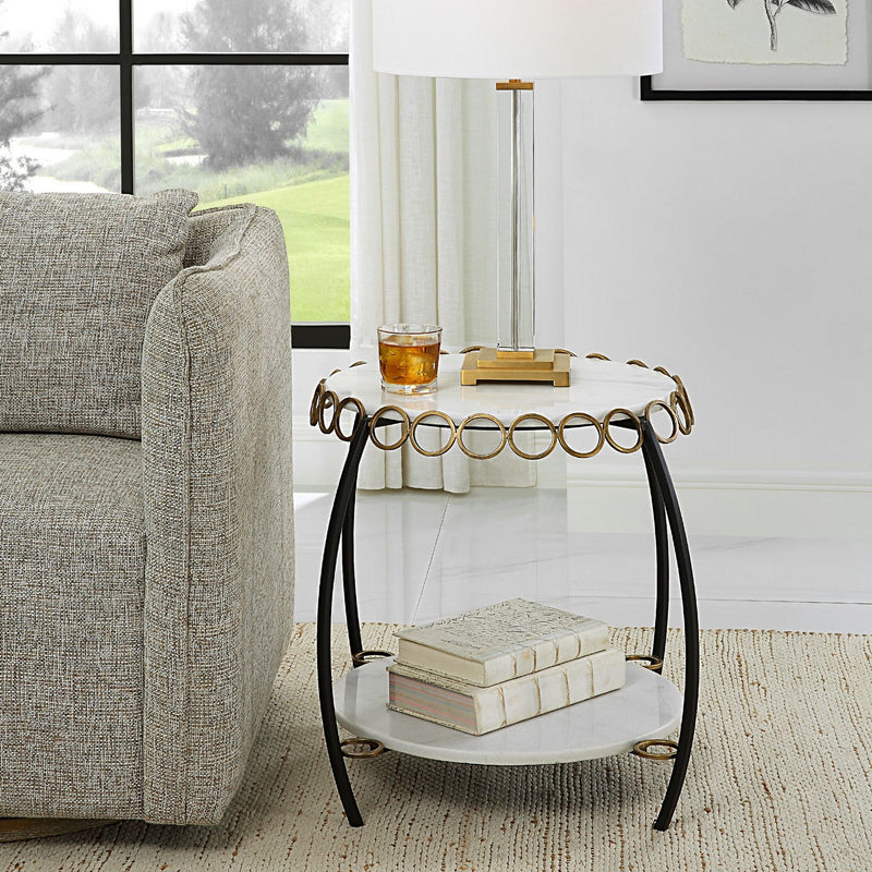 Uttermost 22974 Side Table, Antiqued Gold