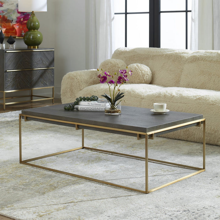 Uttermost 22975 Coffee Table, Brushed Brass