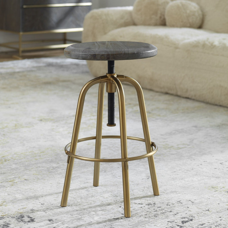 Uttermost 22976 Counter Stool, Brushed Brass