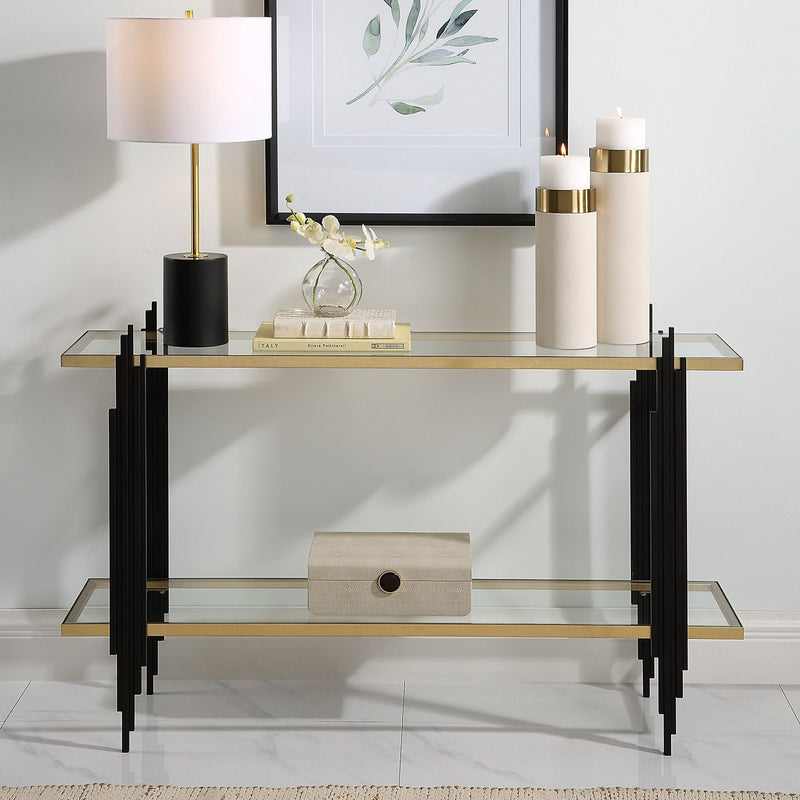 Uttermost 22992 Console Table, Gold Leaf
