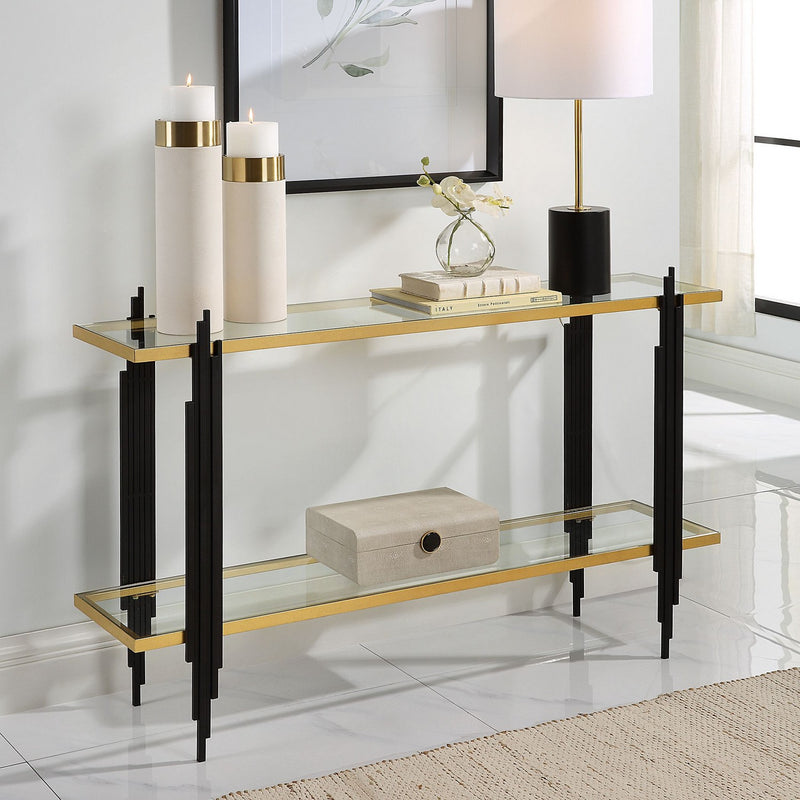 Uttermost 22992 Console Table, Gold Leaf