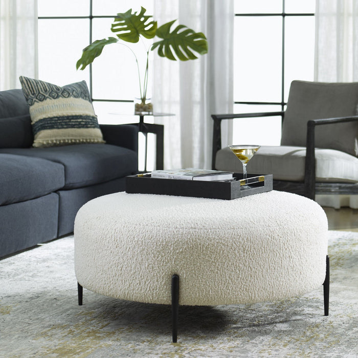 Uttermost 23778 Ottoman, Satin Black
