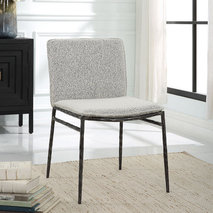 Uttermost 23781 Dining Chair, Natural Aged Black Iron