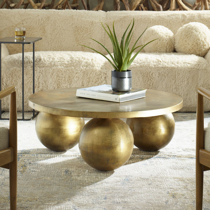 Uttermost 26000 Coffee Table, Antique Brass