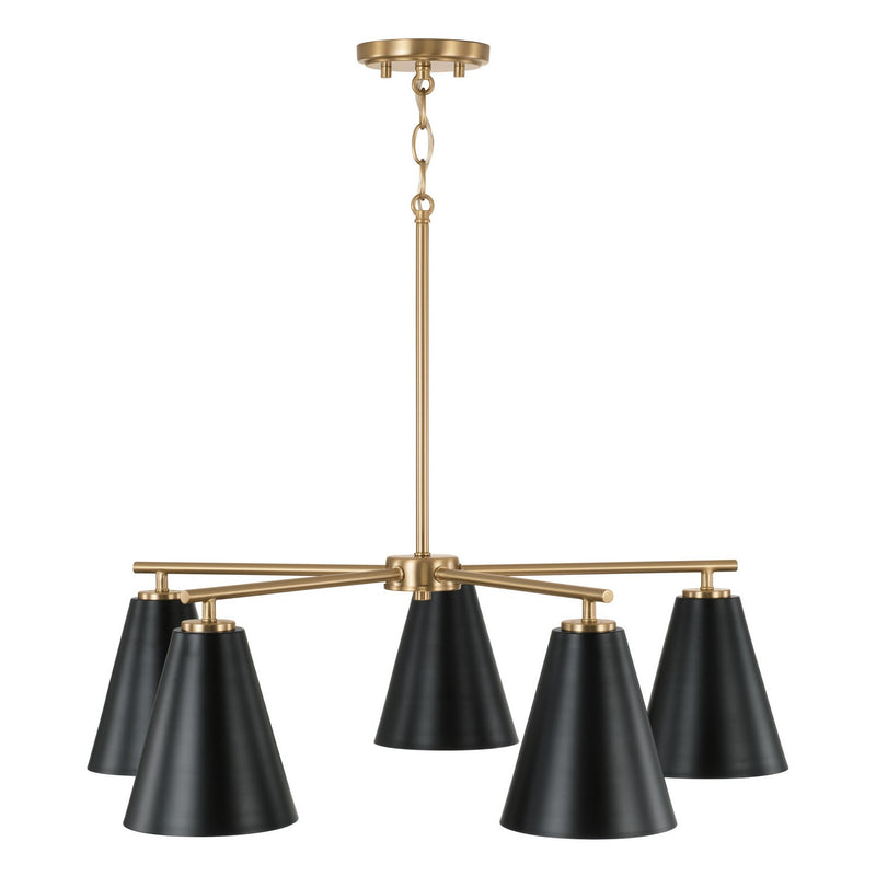Capital Lighting AA1040RK Five Light Chandelier, Matte Brass and Black