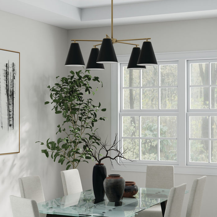 Capital Lighting AA1040RK Five Light Chandelier, Matte Brass and Black