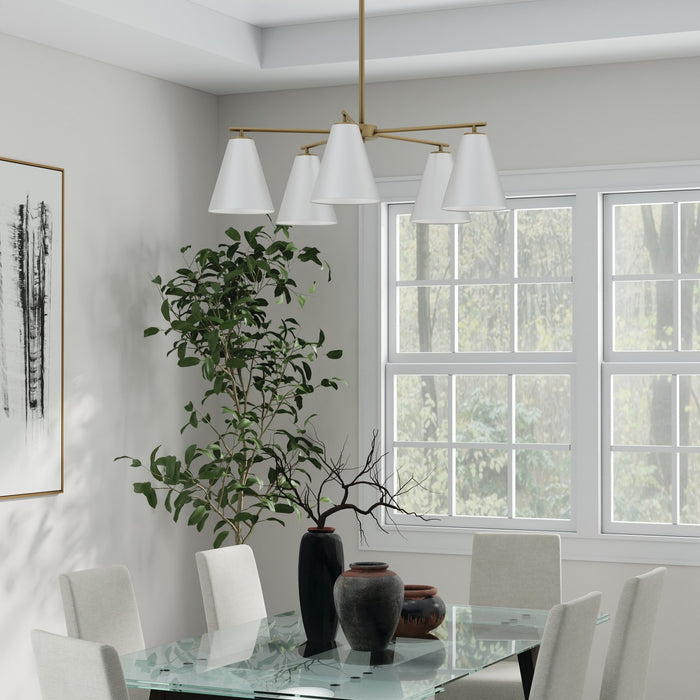Capital Lighting AA1040RE Five Light Chandelier, Matte Brass and White