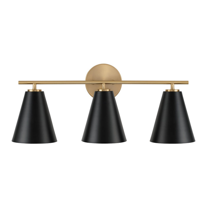 Capital Lighting AA1039RK Three Light Vanity, Matte Brass and Black