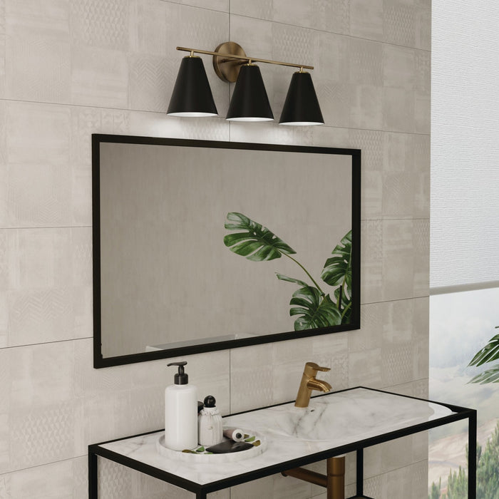 Capital Lighting AA1039RK Three Light Vanity, Matte Brass and Black