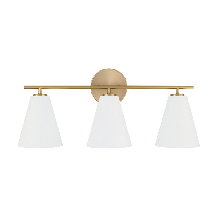 Capital Lighting AA1039RE Three Light Vanity, Matte Brass and White