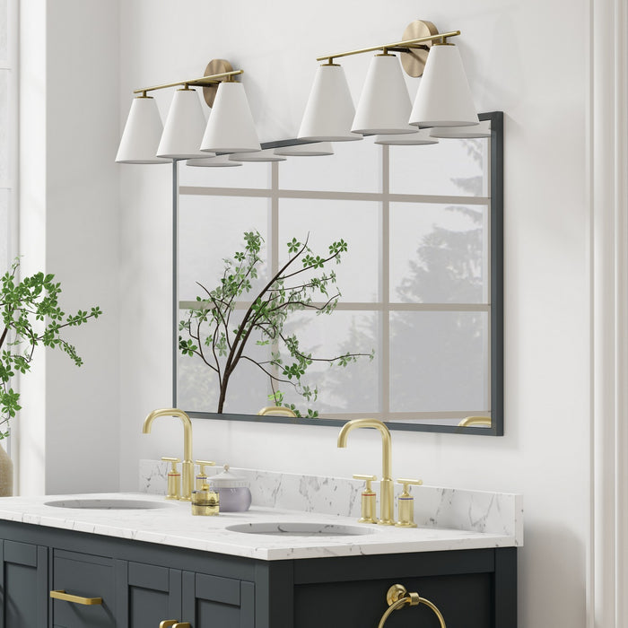 Capital Lighting AA1039RE Three Light Vanity, Matte Brass and White