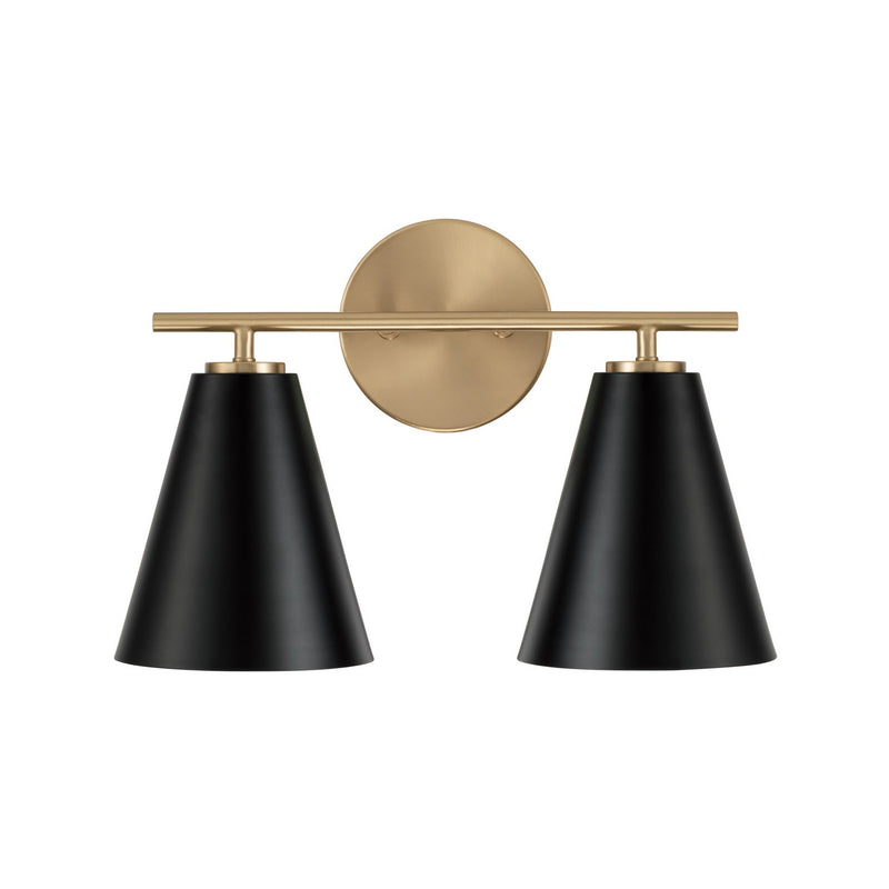 Capital Lighting AA1038RK Two Light Vanity, Matte Brass and Black