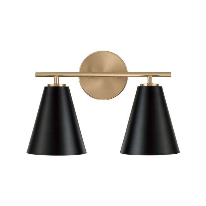Capital Lighting AA1038RK Two Light Vanity, Matte Brass and Black